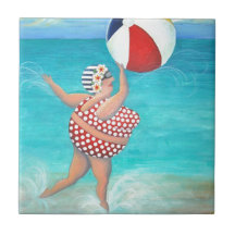 Sylvia en la playa azulejo ceramica