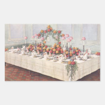 Tabla de banquete del boda del vintage rectangular pegatina