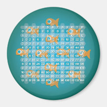 Tabla de multiplicación de los pescados (3 pulgada iman de nevera