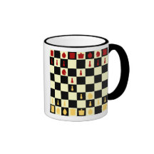 Tablero de ajedrez tazas de café
