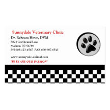 Tablero de damas animal veterinario del logotipo d tarjetas de visita