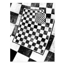 Tablero de damas blanco y negro tarjetas postales