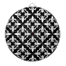 Tablero de dardo de la flor de lis - negro