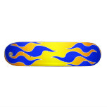 Tablero de la llama amarilla y azul patines personalizados