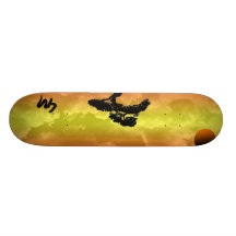 tablero de la puesta del sol del bonzai monopatín