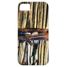 Tablero-efecto de madera resistido y caja rústica  iPhone 5 Case-Mate cárcasa