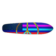 Tablero fresco de la bandera americana y del signo monopatin