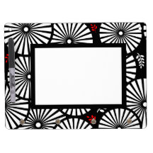 Tablero negro retro de Dryerase de las flores blan Pizarras
