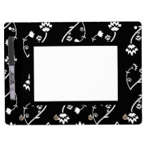 Tablero negro retro de Dryerase de las flores blan Pizarras Blancas