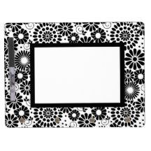 Tablero negro retro de Dryerase de las flores blan Pizarra