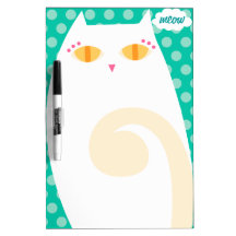 Tablero seco del borrado del gatito blanco bonito pizarras blancas