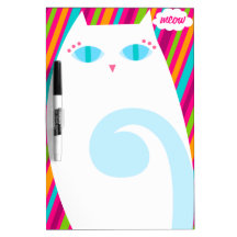 Tablero seco del borrado del gatito blanco bonito tablero blanco