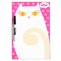 Tablero seco del borrado del gatito blanco bonito tablero blanco