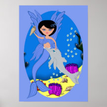 Takara el poster azul de Merfaery y del delfín