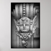Talla gótica de la querube de la impresión origina poster