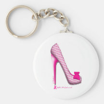 Talón de la cinta del rosa de la conciencia del cá llavero personalizado