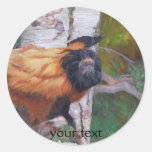 Tamarin Negro-hecho frente del león Etiquetas Redondas