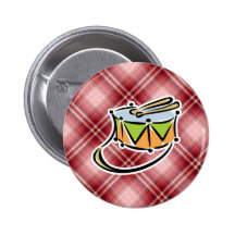 Tambor rojo de la tela escocesa pin
