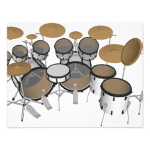 Tambores: Batería blanca: modelo 3D: Invitación Personalizada