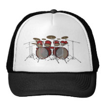 Tambores: Batería roja: modelo 3D: Gorros