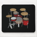 Tambores: Batería roja: modelo 3D: Mousepad Alfombrilla De Ratón