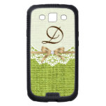 Tapetito blanco con el monograma de la arpillera d funda skinit