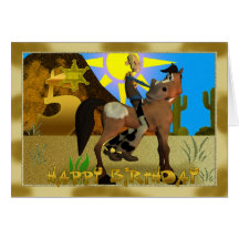 Tarjeta 5 del vaquero del feliz cumpleaños
