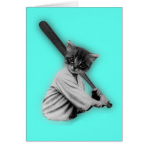 Tarjeta adaptable del béisbol lindo del gatito del