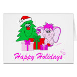 Tarjeta afortunada de las Felices Navidad del elef tarjetas
