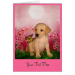 Tarjeta amarilla de la foto del arte del perro de 