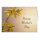Tarjeta amarilla del día de madres del Forsythia d
