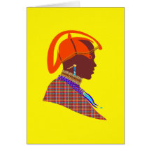 Tarjeta amarilla del guerrero de Maasai de las tar