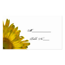 Tarjeta amarilla del lugar del boda del girasol tarjetas de visita