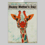Tarjeta ambarina del día de madre de la jirafa que tarjetas