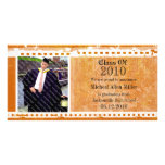 Tarjeta anaranjada de la foto de la graduación del tarjeta personal