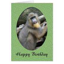 Tarjeta animal del feliz cumpleaños del babuino de