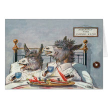 Tarjeta animal del vintage divertido - burros en c