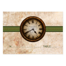Tarjeta antigua del lugar del reloj, verde plantillas de tarjetas de visita