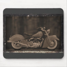 Tarjeta Antiqued de la foto de la motocicleta Tapete De Raton