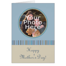 Tarjeta azul/beige del día de madre del marco de l
