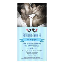 Tarjeta azul de la foto del compromiso de los Love Tarjeta Con Foto Personalizada