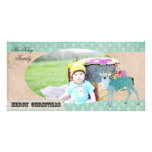 Tarjeta azul de la foto del navidad del dólar del  tarjeta fotográfica