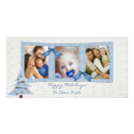 Tarjeta azul de la foto del navidad tarjeta fotografica  