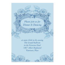 Tarjeta azul de la recepción nupcial del marco ant tarjetas de visita