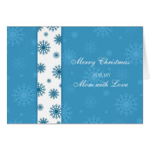 Tarjeta azul de las Felices Navidad de la madre de