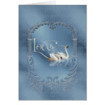 Tarjeta azul de los cisnes