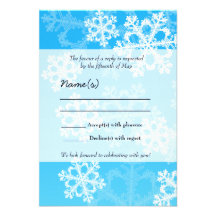 Tarjeta azul de RSVP del navidad de los copos de n Invitación Personalizada