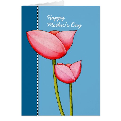 Tarjeta azul del día de madre de las flores simple