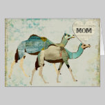 Tarjeta azul del día de madre de los camellos tarjetas