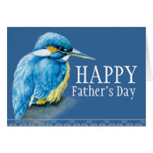 Tarjeta azul del día de padre del martín pescador 